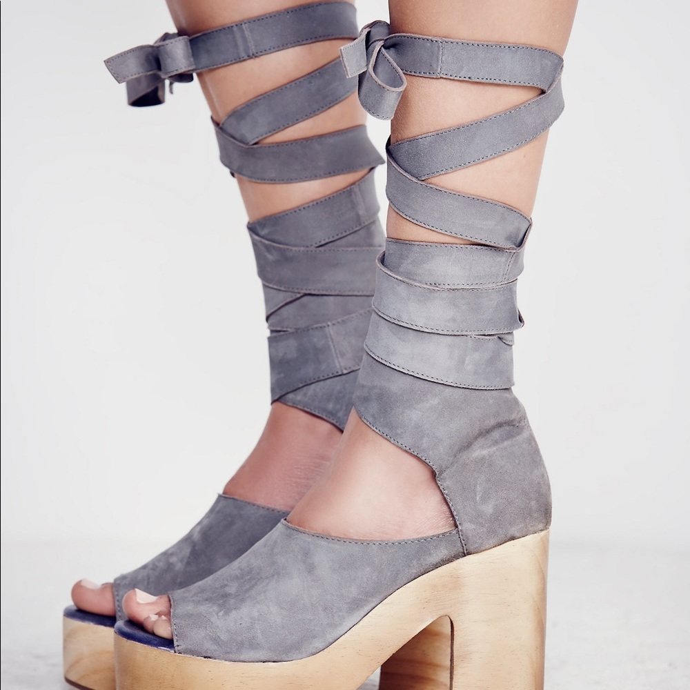 Free People Touch The Sky Clog in Grey